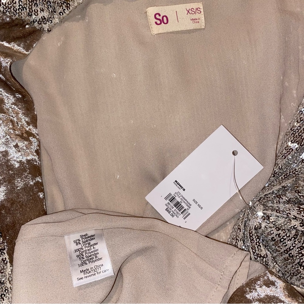 🎉HP🎉 Juniors’ SO Champagne Gold Sequin Kimono XS/S NWT - Picture 7 of 7
